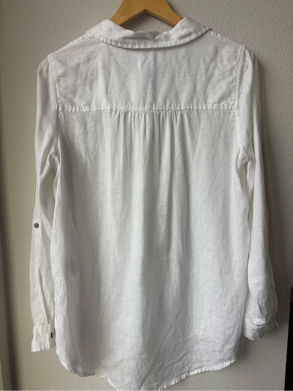 Sigrid Olsen White Linen Button-Front Casual Shirt